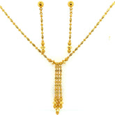 22K Gold Dangling Necklace and Earring Set
